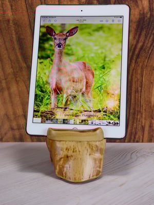Image of Handmade Ash wood cell or ipad tablet stand for office desk or table