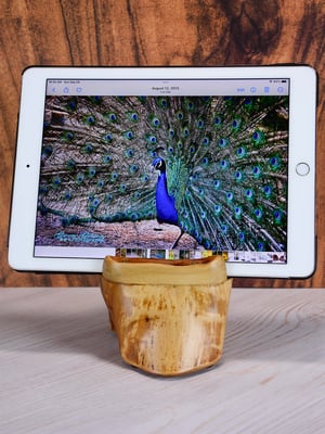 Image of Handmade Ash wood cell or ipad tablet stand for office desk or table