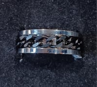 Heavy Metal Jewelry -  Silver/Black Gents Cuban Link  Spinner Ring