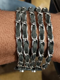 Image 1 of Heavy Metal Jewelry - Chain/Leather Bracelet