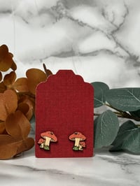 Image 2 of Mushroom Wood Earrings