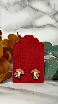 Image 1 of Mushroom Wood Earrings