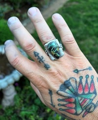 Image 3 of WL&A Handmade Black Jack Ribbon Thunderbird Signet Ring - Size 10