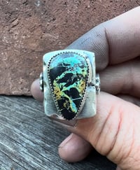 Image 4 of WL&A Handmade Black Jack Ribbon Thunderbird Signet Ring - Size 10