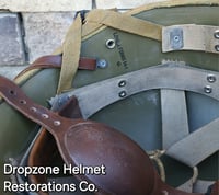 Image 14 of WWII M2 Dbale 509th PIB Front Seam Helmet and Replica Airborne Hawley rayon liner. Net.