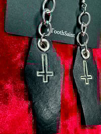 Image 2 of Leather Coffin Earrings - White