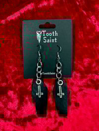 Image 4 of Leather Coffin Earrings - White