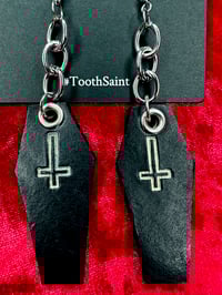 Image 3 of Leather Coffin Earrings - White