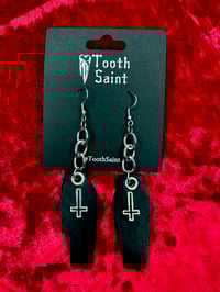 Image 1 of Leather Coffin Earrings - White