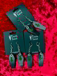 Image 1 of Leather Coffin Earrings - Green