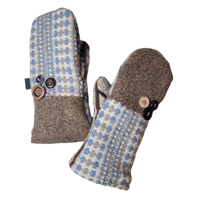 Image 1 of Edit 2024 Repurposed Wool Sweater Mittens- Brown Blue Mix