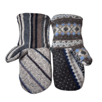 Image 2 of Edit 2024 Repurposed Wool Sweater Mittens- Brown Blue Mix