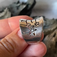 Image 2 of Bold statement large Bahá'í Ringstone symbol carved ring