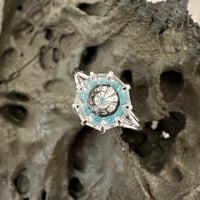 Image 3 of Clear Quartz and Apatite silver 9 pointed Star KaleidosCut Lehrer - Baha'i ring & pendant