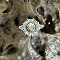 Image 2 of Clear Quartz and Apatite silver 9 pointed Star KaleidosCut Lehrer - Baha'i ring & pendant