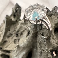 Image 4 of Clear Quartz and Apatite silver 9 pointed Star KaleidosCut Lehrer - Baha'i ring & pendant