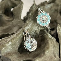 Image 1 of Clear Quartz and Apatite silver 9 pointed Star KaleidosCut Lehrer - Baha'i ring & pendant