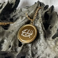 Image 1 of Destiny coin gold Bahá'í Symbols double sided Necklace Stainless Steel