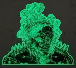 Image of 4" Dan Ketch Ghost Rider glow-in-the-dark sticker (penance stare variant)