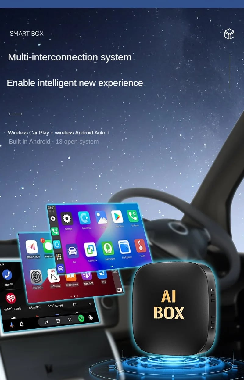 Android 13 AI Box Wired to Wireless Carplay Android Auto Adapter