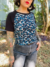 Image 1 of Blue leopard raglan