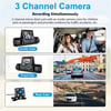 3 Camera Lens Car DVR 3-Channel Dash Cam with Dual Lens HD 1080P