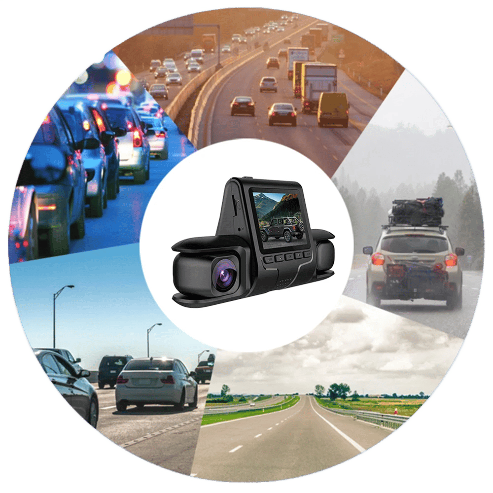 3 Camera Lens Car DVR 3-Channel Dash Cam with Dual Lens HD 1080P