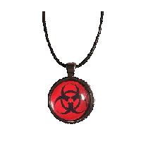 Image 1 of red biohazard necklace
