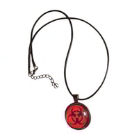 Image 2 of red biohazard necklace