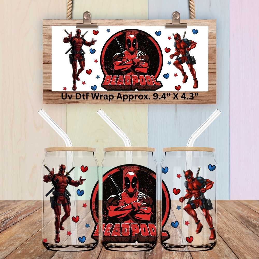 Image of Choice of 4 Super Hero Uv Dtf Double Sided Wraps Deadpool Wolverine Super Heroes Dad