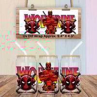 Image 1 of Choice of 4 Super Hero Uv Dtf Double Sided Wraps Deadpool Wolverine Super Heroes