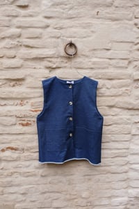 Image 2 of Gilet con bottoni blu jeans 