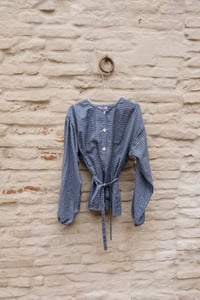 Camicia a quadretti blu con laccetto