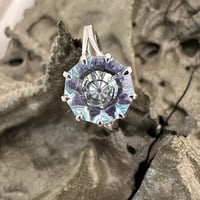 Image 1 of Sky Blue Topaz and Amethyst 9 pointed Star KaleidosCut Lehrer - Baha'i ring