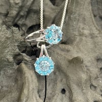 Image 1 of Sky blue Topaz and Apatite silver 9 pointed Star KaleidosCut Lehrer - Baha'i ring & pendant