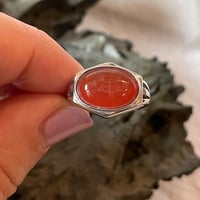 Image 3 of Constancy Carnelian Sterling silver Bahá'í Ringstone signet ring