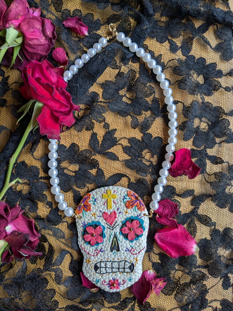 Image of Sugar Skull Pearl Necklace