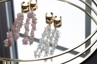 Image 2 of Ear Saddle Hangers Crystal - Silver/Gold - Plugs for Stretched Ears Tunnels - Stainless Steel 316L