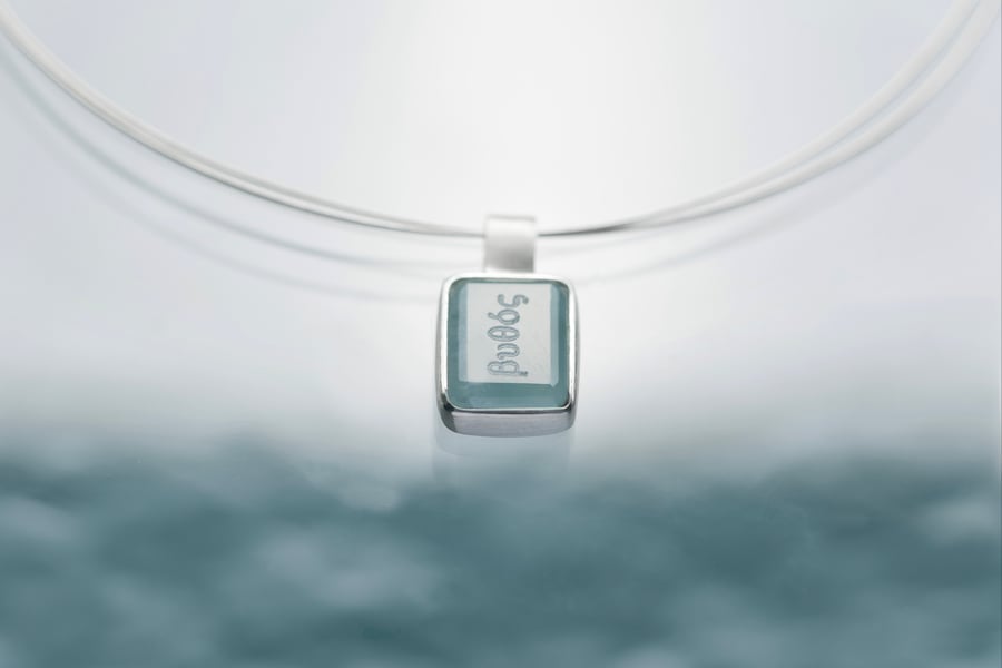 Image of "Depth of the sea" silver pendant with aquamarine  · βυθός ·
