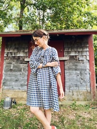 Image 1 of Alice Dress in Navy & Natural Gingham Linen, size Small/Medium