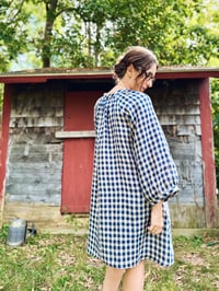 Image 3 of Alice Dress in Navy & Natural Gingham Linen, size Small/Medium