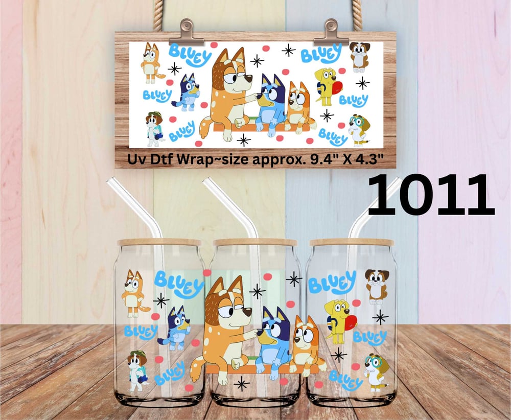 Image of Choice of 19 Bluey Single & Double Sided Uv Dtf Cup Wraps & Decals