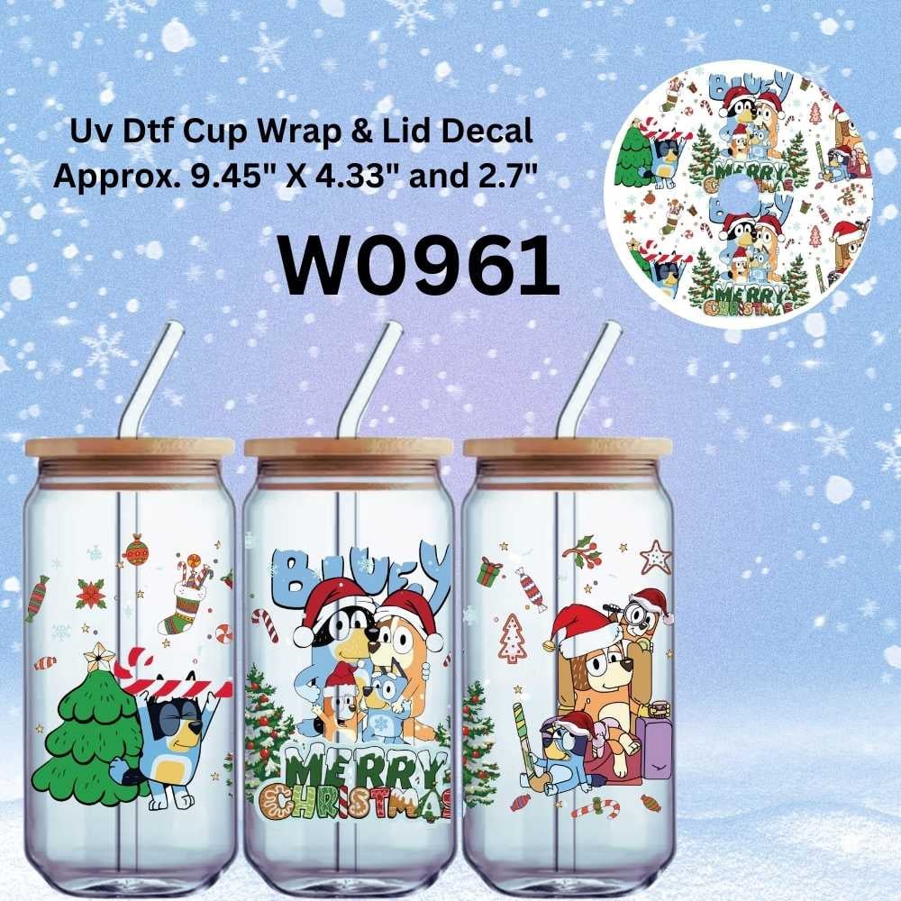 Image of Choice of 19 Bluey Single & Double Sided Uv Dtf Cup Wraps & Decals