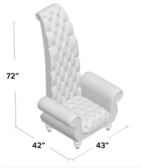 ALL WHITE LARGE THRONE CHAIR WITH SILVER AT THE ARM OF THE CHAIR 