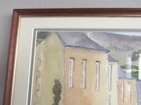 Image 6 of Vintage Watercolour Painting, Rural Village Street and Houses, Signed AF, Framed 
