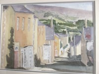 Image 2 of Vintage Watercolour Painting, Rural Village Street and Houses, Signed AF, Framed 