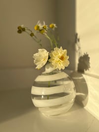 Image 1 of Clear  Glass White Swirl Vase 