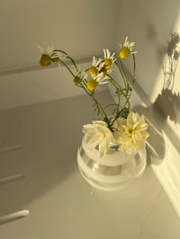 Image 2 of Clear  Glass White Swirl Vase 