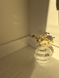 Image 3 of Clear  Glass White Swirl Vase 