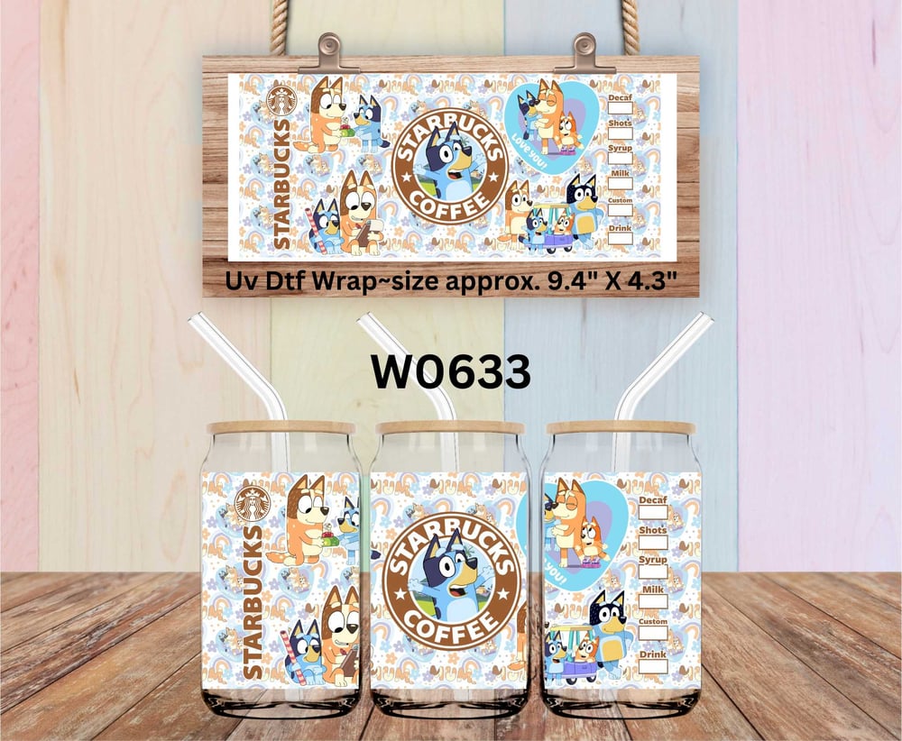 Image of Choice of 19 Bluey Single & Double Sided Uv Dtf Cup Wraps & Decals